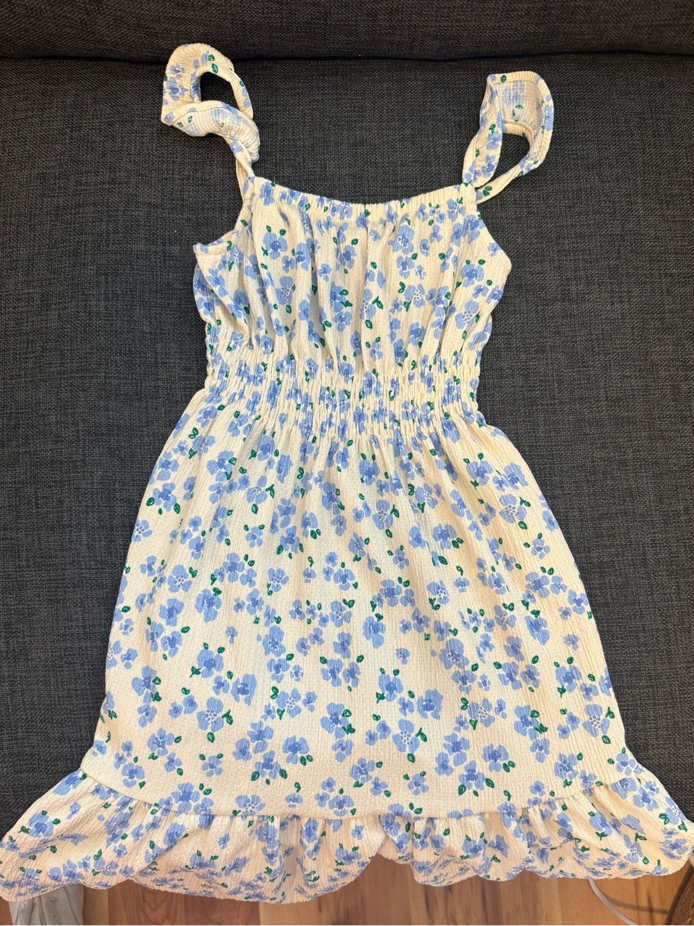 Zara White Dress with Blue Floral Print